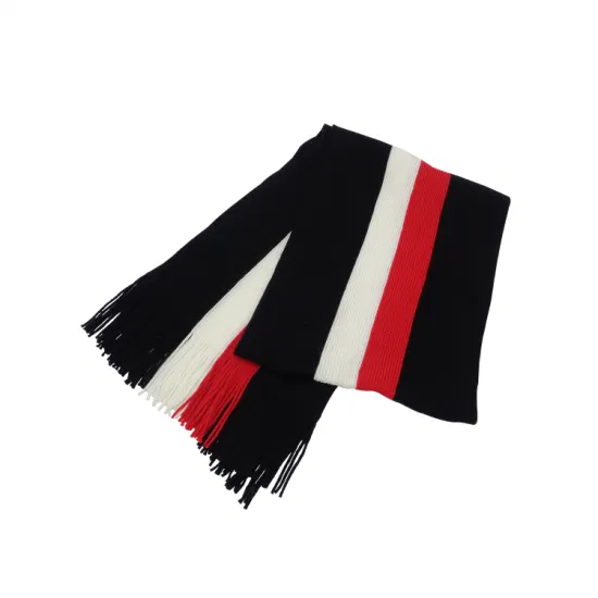 Bufanda hecha punto al por mayor personalizada del silenciador del fútbol del deporte de la raya del color de la calidad